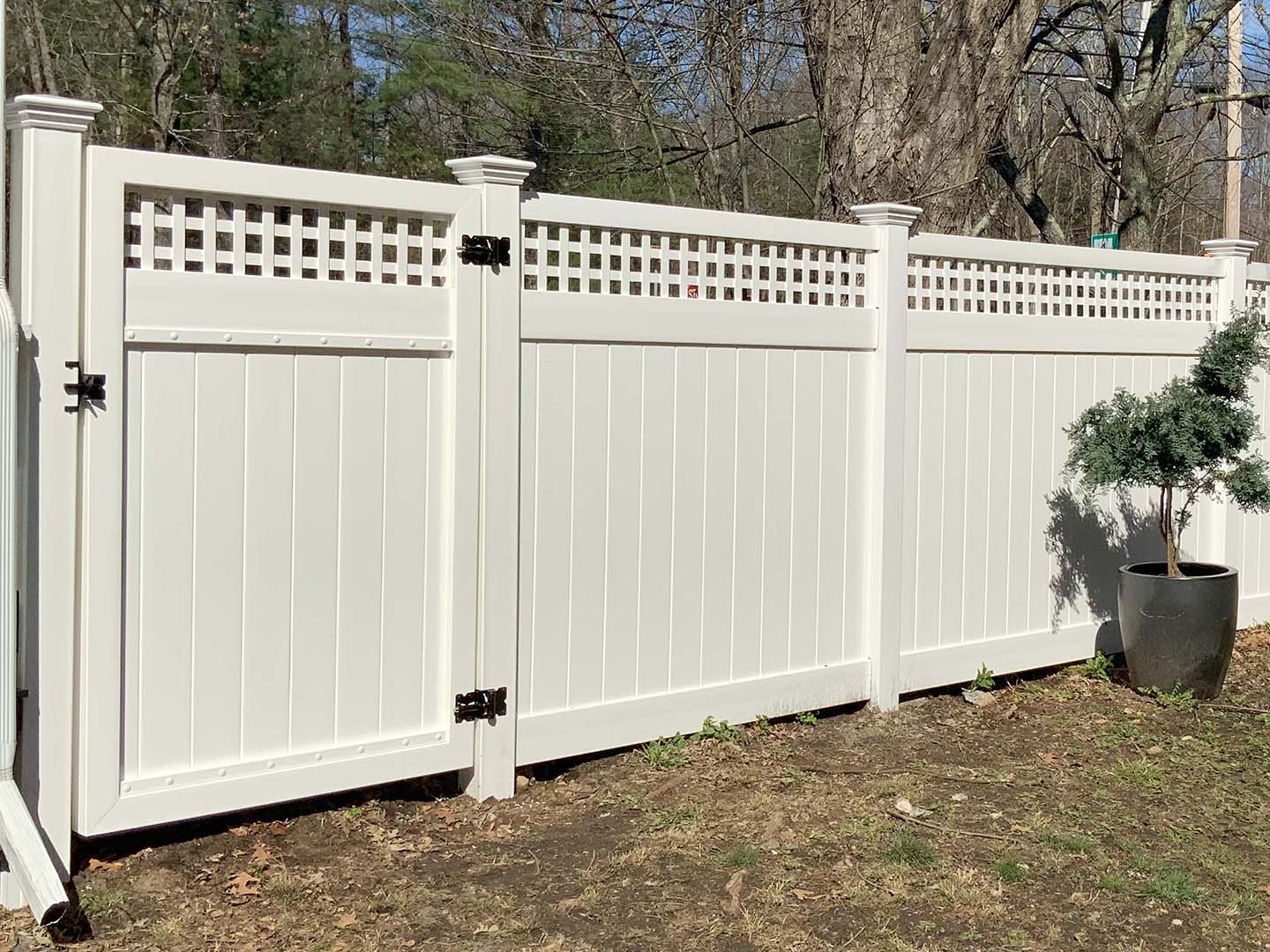 Vinyl fence project completed by New England Automatic Gate in the Merrimack Valley, Massachusetts