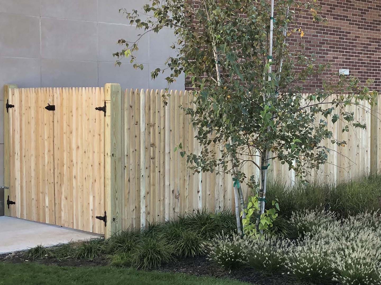 Wood fence project completed by New England Automatic Gate in the Merrimack Valley, Massachusetts