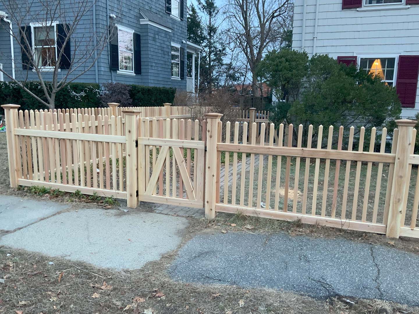 Wood fence project completed by New England Automatic Gate in the Merrimack Valley, Massachusetts